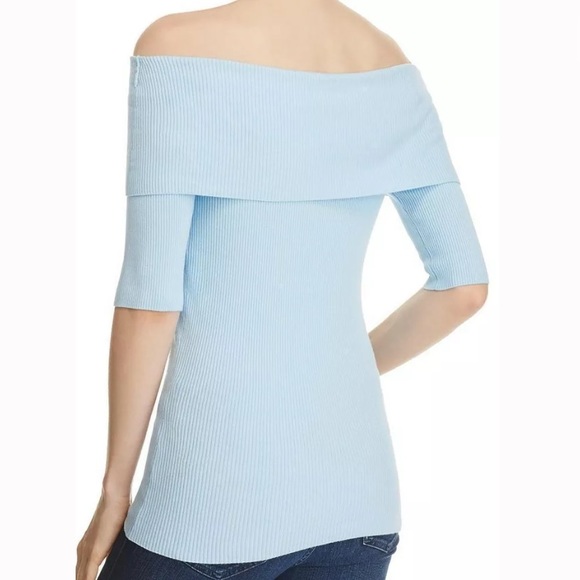 MICHAEL KORS Blue Ribbed Knit Off Shoulder Top - Picture 2 of 5